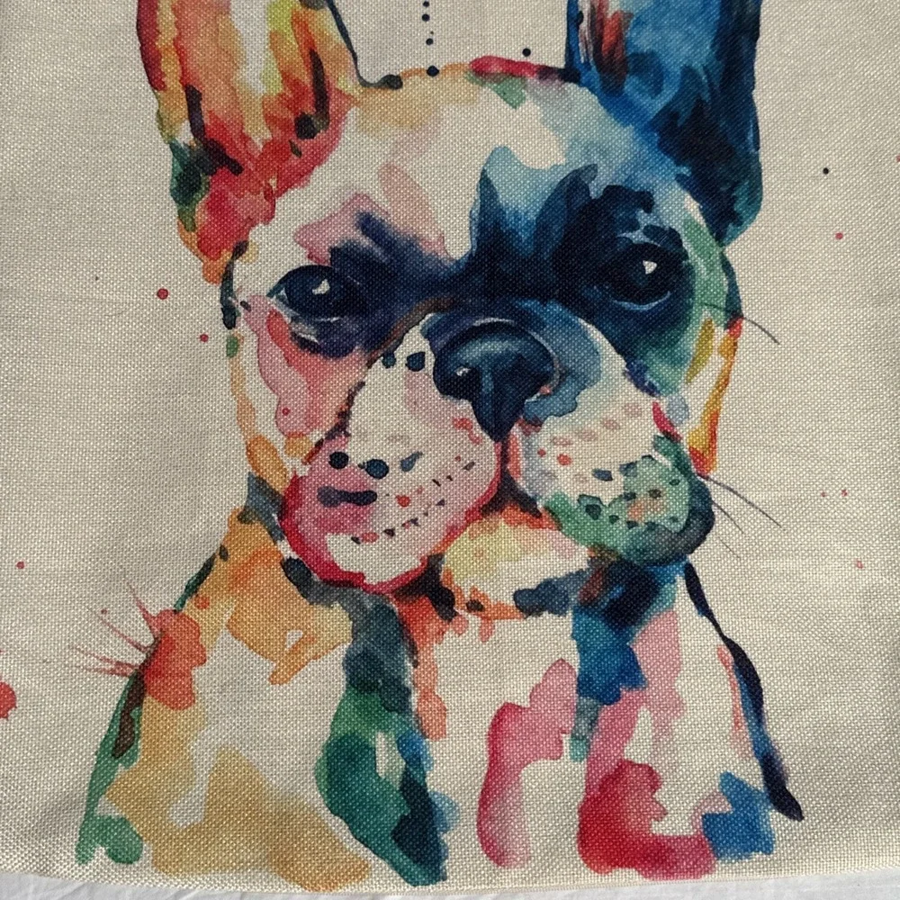 Artistic Colorful Dog Pillow Case Double Sided 17.5